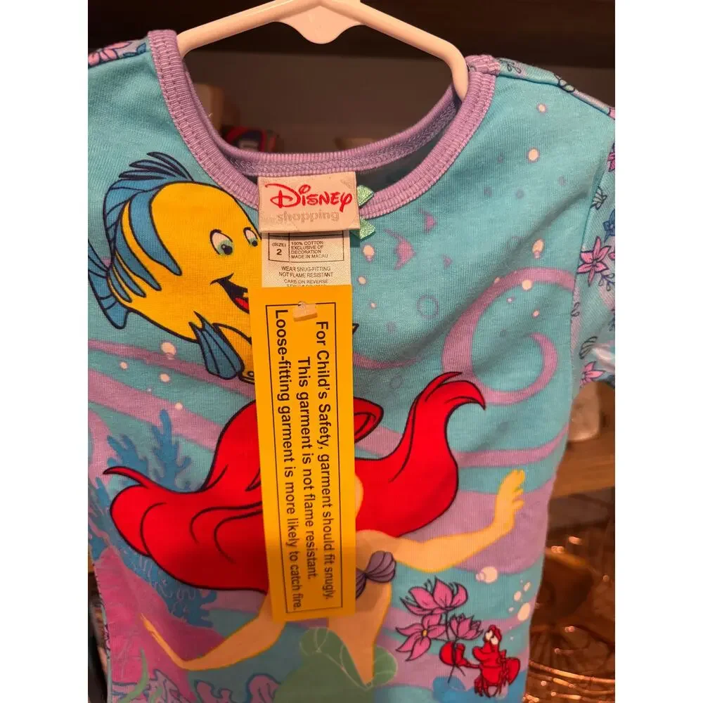 Disney Store The Little Mermaid Ariel Flounder Pajama Set NWT Size 2